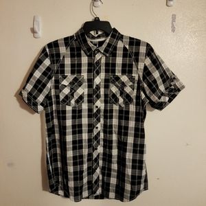 NWT Jens By Buffalo Shirt White & Black Plaid Large